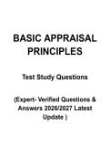 Basic Appraisal Principles Test &vert; 2026&sol;2027 Study Guide &vert; Exam Questions & Practice Material &vert; Real Estate Valuation Prep &vert; Graded A&plus;