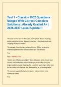 Test 1 - Classics 2902 Questions&NewLine;Merged With Correct Complete &NewLine;Solutions &vert; Already Graded A&plus; &vert;&NewLine;2026-2027 Latest Update&excl;&excl;&excl;