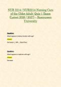 NUR 2214 &sol; NUR2214 Nursing Care of the Older Adult&colon; Quiz 1 Exam &lpar;Latest 2026 &sol; 2027&rpar; &ndash; Rasmussen University