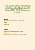 NUR 2214 &sol; NUR2214 Nursing Care of the Older Adult&colon; Quiz 2 Exam V1 &lpar;Latest 2026 &sol; 2027&rpar; &ndash; Rasmussen University