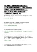 US ARMY EXPLOSIVE SAFETY&NewLine;FAMILIARIZATION EXAM UPDATED&NewLine;FINAL PAPER 2026 COMPLETE&NewLine;QUESTIONS AND VERIFIED&NewLine;ANSWERS GRADE A&plus;
