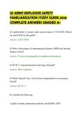 US ARMY EXPLOSIVE SAFETY&NewLine;FAMILIARIZATION STUDY GUIDE 2026&NewLine;COMPLETE ANSWERS GRADED A&plus;
