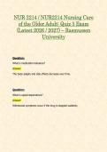 NUR 2214 &sol; NUR2214 Nursing Care of the Older Adult&colon; Quiz 1&comma; 2 & 3 Exam BUNDLE Package &lpar;2026 &sol; 2027&rpar; - Rasmussen University
