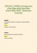 NUR 2214 &sol; NUR2214 Nursing Care of the Older Adult&colon; Quiz 1&comma; 2&comma; 3 & Final Quiz Exam BUNDLE Package &lpar;2026 &sol; 2027&rpar; - Rasmussen University