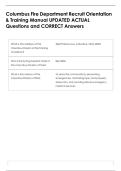 Columbus Fire Department Recruit Orientation &NewLine;& Training Manual UPDATED ACTUAL &NewLine;Questions and CORRECT Answers 