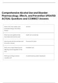 Comprehensive Alcohol Use and Disorder&colon; &NewLine;Pharmacology&comma; Effects&comma; and Prevention UPDATED &NewLine;ACTUAL Questions and CORRECT Answers 