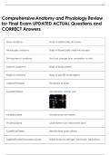 Comprehensive Anatomy and Physiology Review &NewLine;for Final Exam UPDATED ACTUAL Questions and &NewLine;CORRECT Answers