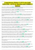 Comprehensive Biology CLEP Exam Guide &NewLine;UPDATED   ACTUAL Questions and CORRECT  &NewLine;Answers