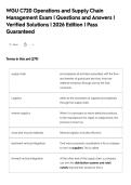 WGU C720 Operations and Supply Chain&NewLine;Management Exam &vert; Questions and Answers &vert;&NewLine;Verified Solutions &vert; 2026 Edition &vert; Pass&NewLine;Guaranteed