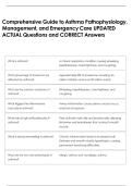 Comprehensive Guide to Asthma Pathophysiology&comma; &NewLine;Management&comma; and Emergency Care UPDATED &NewLine;ACTUAL Questions and CORRECT Answers 