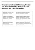 Comprehensive Hospital Pharmacy Practice &NewLine;and Medication Safety UPDATED ACTUAL &NewLine;Questions and CORRECT Answers