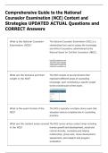 Comprehensive Guide to the National &NewLine;Counselor Examination &lpar;NCE&rpar; Content and &NewLine;Strategies UPDATED ACTUAL Questions and &NewLine;CORRECT Answers