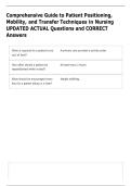 Comprehensive Guide to Patient Positioning&comma; &NewLine;Mobility&comma; and Transfer Techniques in Nursing &NewLine;UPDATED ACTUAL Questions and CORRECT &NewLine;Answers 