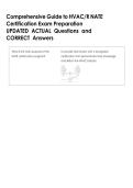 Comprehensive Guide to HVAC&sol;R NATE &NewLine;Certification Exam Preparation &NewLine;UPDATED  ACTUAL  Questions  and  &NewLine;CORRECT  Answers