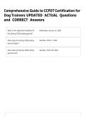 Comprehensive Guide to CCPDT Certification for &NewLine;Dog Trainers UPDATED  ACTUAL  Questions  &NewLine;and  CORRECT  Answers