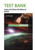 TEST BANK For Inquiry into Physics 8th Edition by Ostdiek&comma; Verified Chapters 1 - 12&comma; Complete Newest Version&vert;&vert;ISBN 978-1305959422