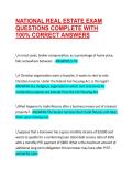 NATIONAL REAL ESTATE EXAM QUESTIONS COMPLETE WITH 100&percnt; CORRECT ANSWERS