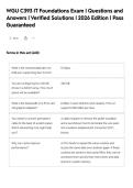 WGU C393 IT Foundations Exam &vert; Questions and&NewLine;Answers &vert; Verified Solutions &vert; 2026 Edition &vert; Pass&NewLine;Guaranteed