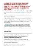 NYC SUPERVISOR I &lpar;SOCIAL SERVICES&rpar; EXAM 2026 STUDY GUIDE &vert; VERIFIED PRACTICE QUESTIONS & ANSWERS WITH DETAILED RATIONALES &vert; CIVIL SERVICE TEST PREP