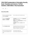 WGU C836 Fundamentals of Information Security&NewLine;Exam &vert; Questions and Answers &vert; Verified&NewLine;Solutions &vert; 2026 Edition &vert; Pass Guaranteed