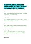 MODERN DATABASE MANAGEMENT&NewLine;COMPREHENSIVE TEST PAPER QUESTIONS&NewLine;AND ANSWERS VERIFIED GRADED A&plus;&NewLine;