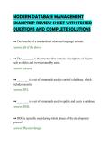 MODERN DATABASE MANAGEMENT&NewLine;EXAMPREP REVIEW SHEET WITH TESTED&NewLine;QUESTIONS AND COMPLETE SOLUTIONS