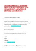CALIFORNIA REAL ESTATE EXAM COMPLETE 500&plus; QUESTIONS WITH 100&percnt; CORRECT ANSWERS AND DETAILED EXPLANATIONS &vert; VERIFIED EXAM QUESTIONS
