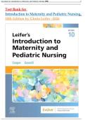 Test Bank For Introduction to Maternity and Pediatric Nursing&comma; 10th Edition&comma; By Gloria Leifer&comma; All Chapters 1-34&period; Latest 2025