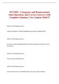 PCI DSS - Categories and Requirements Quiz Questions and Correct Answers with Complete Solution &vert; New Update 2026&sol;27