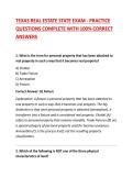 TEXAS REAL ESTATE STATE EXAM - PRACTICE QUESTIONS COMPLETE WITH 100&percnt; CORRECT ANSWERS