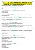 EDUC 221 Final Exam Study Guide UPDATED &NewLine;ACTUAL   Questions and CORRECT Answers 