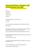 Nursing 2410 Exam 1 Questions with Correct Answers Only 2026