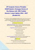 AP Computer Science Principles EXAM Quizlet &vert; Strategies Review of Key Quizzes with 100&percnt; Verified Answers &vert; Latest Update 2026 &ndash; 2027 &lpar;Graded A&plus;&rpar;&NewLine;