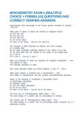 BIOCHEMISTRY EXAM 1 &lpar;MULTIPLE CHOICE &plus; FORMULAS&rpar; QUESTIONS AND CORRECT VERIFIED ANSWERS