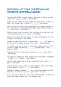 BIOCHEM - 1ST YEAR QUESTIONS AND CORRECT VERIFIED ANSWERS