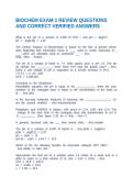 BIOCHEM EXAM 1 REVIEW QUESTIONS AND CORRECT VERIFIED ANSWERS
