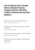 USPS 421 WINDOW CLERK CUSTOMER&NewLine;SERVICE ASSESSMENT 2026 MAIL&NewLine;HANDLING AND RETAIL OPERATIONS&NewLine;COMPLETE QUESTIONS AND SOLUTIONS&NewLine;GRADED A&plus;