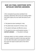 NUR 103 Final Exam Study Guide&colon; Nursing Fundamentals Questions&NewLine;&NewLine;