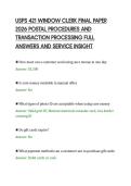 USPS 421 WINDOW CLERK FINAL PAPER&NewLine;2026 POSTAL PROCEDURES AND&NewLine;TRANSACTION PROCESSING FULL&NewLine;ANSWERS AND SERVICE INSIGHT