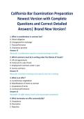 California Bar Examination Preparation Newest Version with Complete Questions and Correct Detailed Answers&vert; Brand New Version&excl;