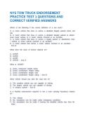 NYS TOW TRUCK ENDORSEMENT PRACTICE TEST 1 QUESTIONS AND CORRECT VERIFIED ANSWERS