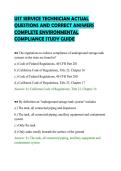 UST SERVICE TECHNICIAN ACTUAL&NewLine;QUESTIONS AND CORRECT ANSWERS&NewLine;COMPLETE ENVIRONMENTAL&NewLine;COMPLIANCE STUDY GUIDE&NewLine;