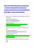 New York Casino Manager Licensing Exam 2026 &ndash; Practice Test Questions with Verified Answers&comma; Regulatory Compliance&comma; and Complete Casino Management Study Guide