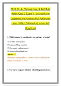 NUR 2214 &sol; Nursing Care of the Older &NewLine;Adult&colon; Quiz 2 Exam V1 &vert; Actual Exam &NewLine;Questions And Answers Plus Rationales  &NewLine;Latest 2026&sol;27 Graded A&vert; Instant Pdf &NewLine;Download