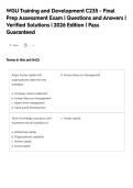 WGU Training and Development C235 - Final&NewLine;Prep Assessment Exam &vert; Questions and Answers &vert;&NewLine;Verified Solutions &vert; 2026 Edition &vert; Pass&NewLine;Guaranteed