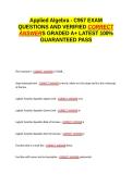 Applied Algebra - C957 WGU C957 Applied Algebra &ndash; Brandy &semi;&semi;Applied Algebra WGU C957 EXAM  &semi;Applied Algebra &ndash; WGU C957 &semi;&semi;C957 Unit 4 Module 4 Quiz EXAM  &semi;&semi;Applied Algebra - C957 EXAM QUESTIONS AND VERIFIED CORRECT ANSWERS GRADED A&plus; -LATEST 2026-2027- 100- 