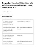 Oregon Law Worksheet &vert; Questions with&NewLine;100&percnt; Correct Answers &vert; Verified &vert; Latest&NewLine;Update 2026&sol;2027