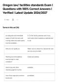 Oregon law&sol; facilities standards Exam &vert;&NewLine;Questions with 100&percnt; Correct Answers &vert;&NewLine;Verified &vert; Latest Update 2026&sol;2027&NewLine;
