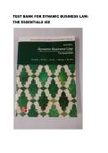 Test bak for Dynamic Business Law&colon; The Essentials ISE&NewLine;by Nancy Kubasek &lpar;Author&rpar;  all pages fully covered with test questions and answers guide A&plus;