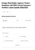 Oregon Real Estate &vert; Agency 2 Exam &vert;&NewLine;Questions with 100&percnt; Correct Answers &vert;&NewLine;Verified &vert; Latest Update 2026&sol;2027